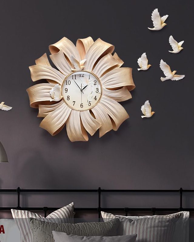 Đồng hồ decor nghệ thuật phòng khách mã rp033b hoa tình
