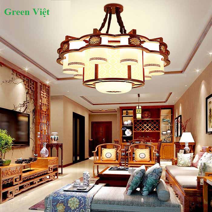 Đèn chùm trang trí bằng gỗ DCG12