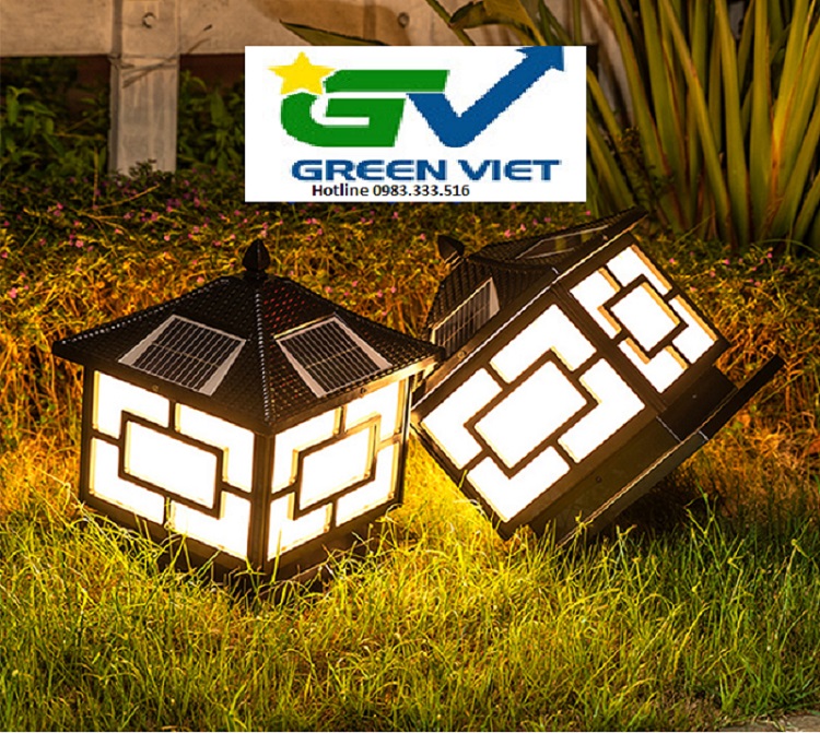Đèn trụ năng lượng mặt trời trang trí thắp sáng hàng rào LT07 (KT30x30cm)