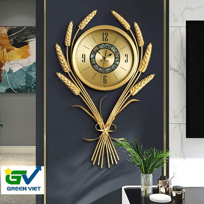 Đồng hồ trang trí cung điện D11144 phong cách giả cổ bông lúa đồng