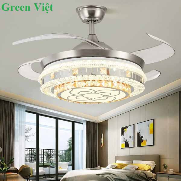 Quạt trần đèn phòng khách QTDK03 cánh cụp cánh xòe