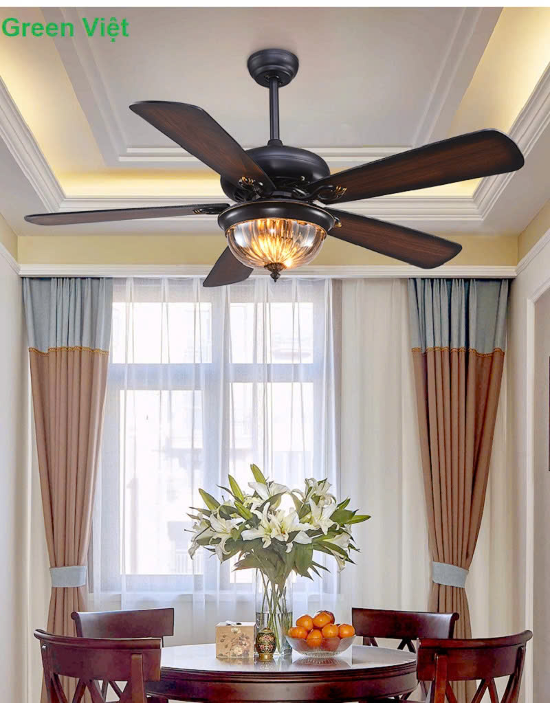 Quạt Trần Đèn Phòng Khách QTDK158 Phong Cách Tân Cổ Điển