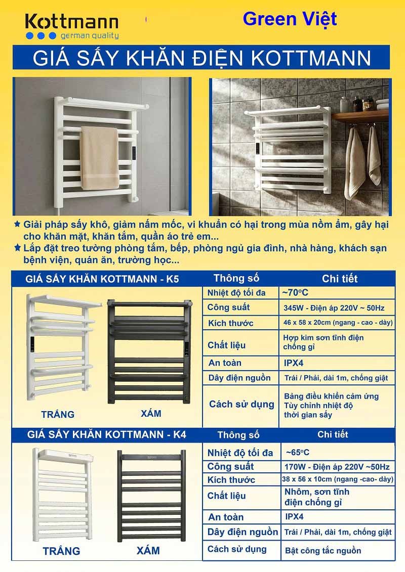 Giá treo sấy khăn Kottmann K4
