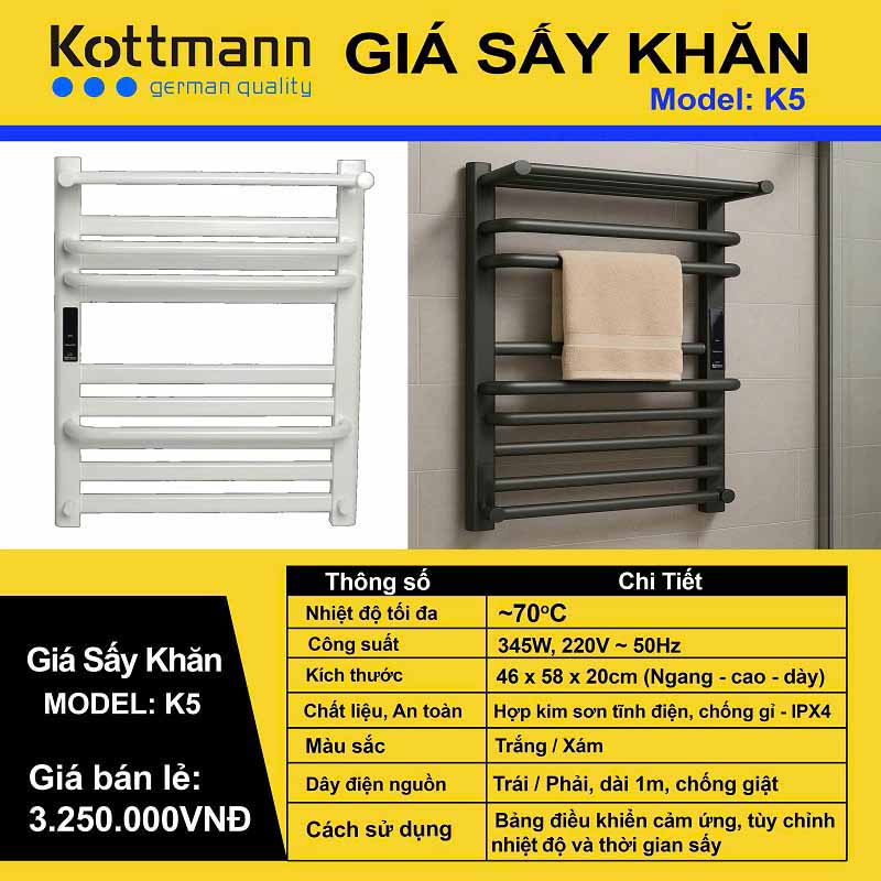 Giá treo sấy khăn Kottmann K5 - Green Việt