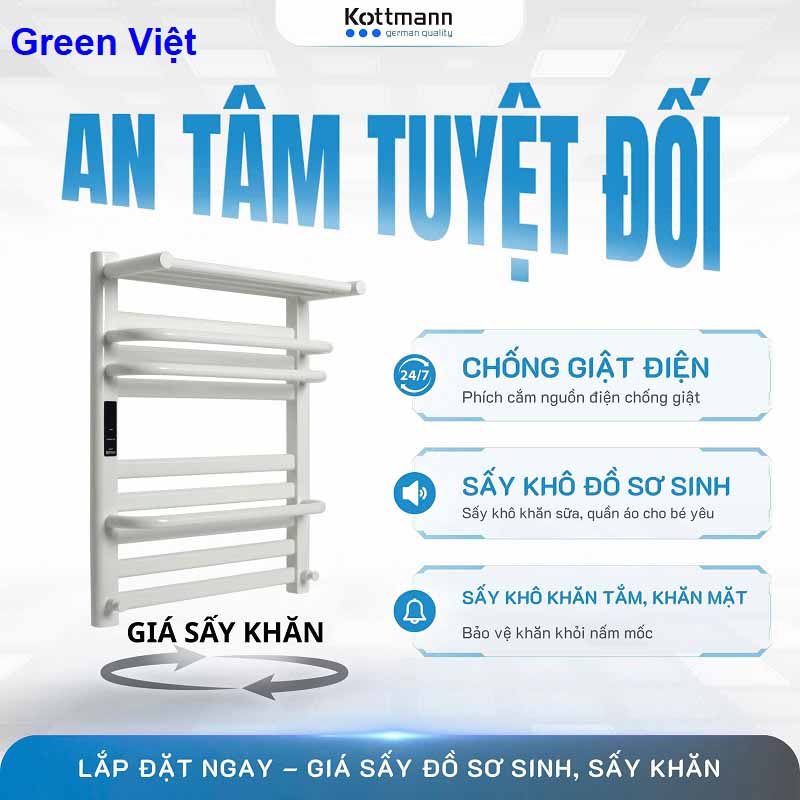 Giá treo sấy khăn Kottmann K5 - Green Việt
