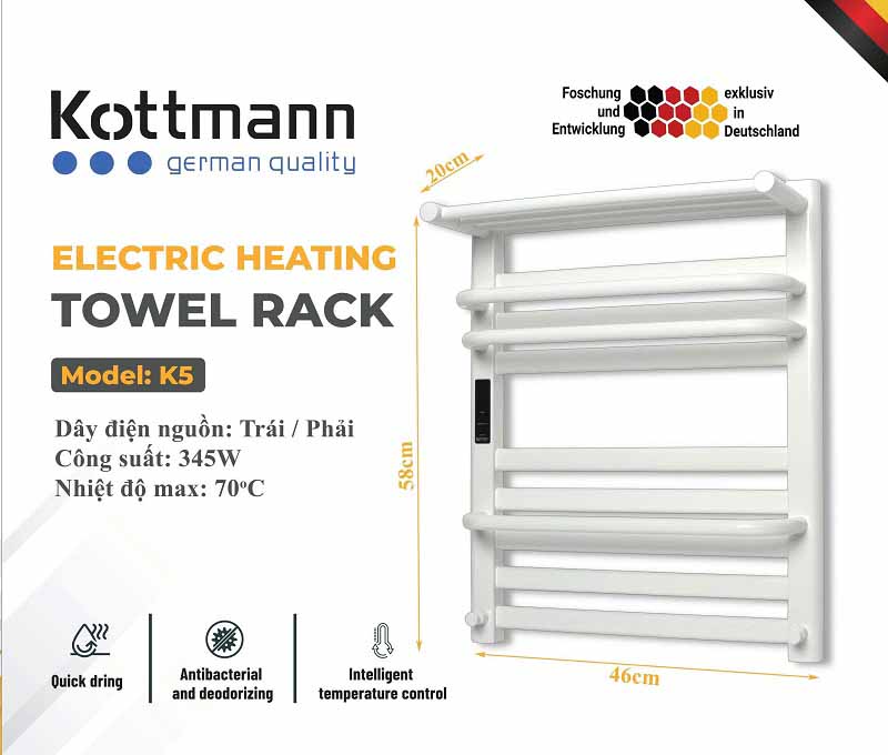 Giá treo sấy khăn Kottmann K5 - Green Việt