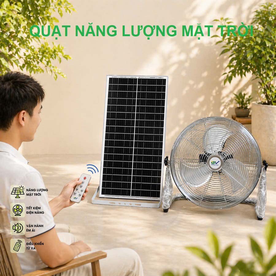 Quạt Sàn Năng Lượng Mặt Trời QSNL09 Có Khiển