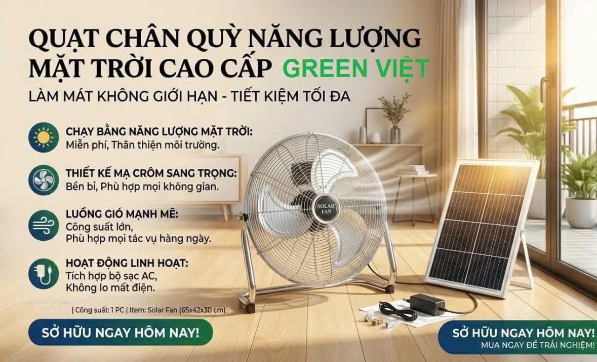Quạt Bàn Năng Lượng Mặt Trời QB06