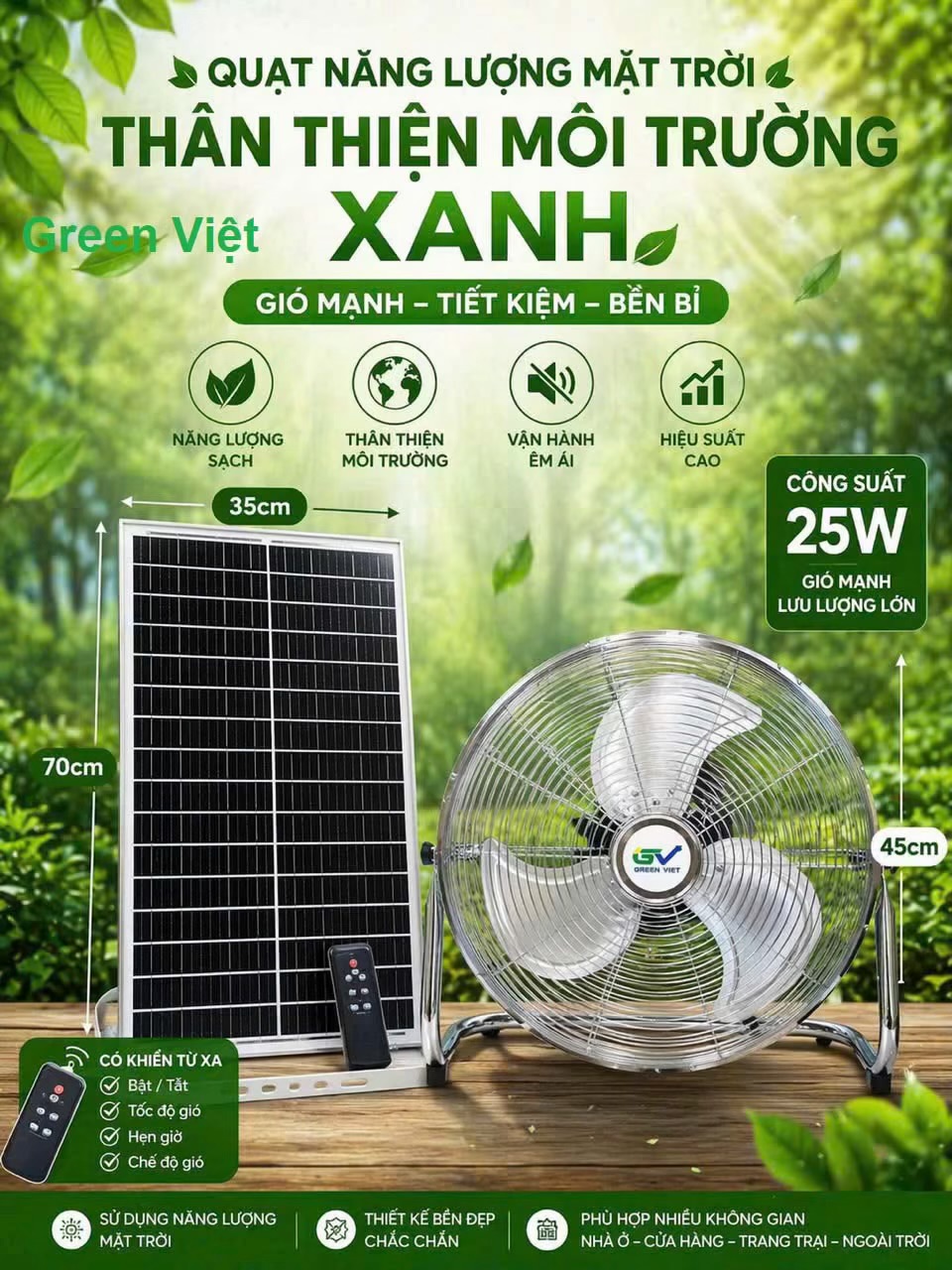 Quạt bàn năng lượng mặt trời QB.02