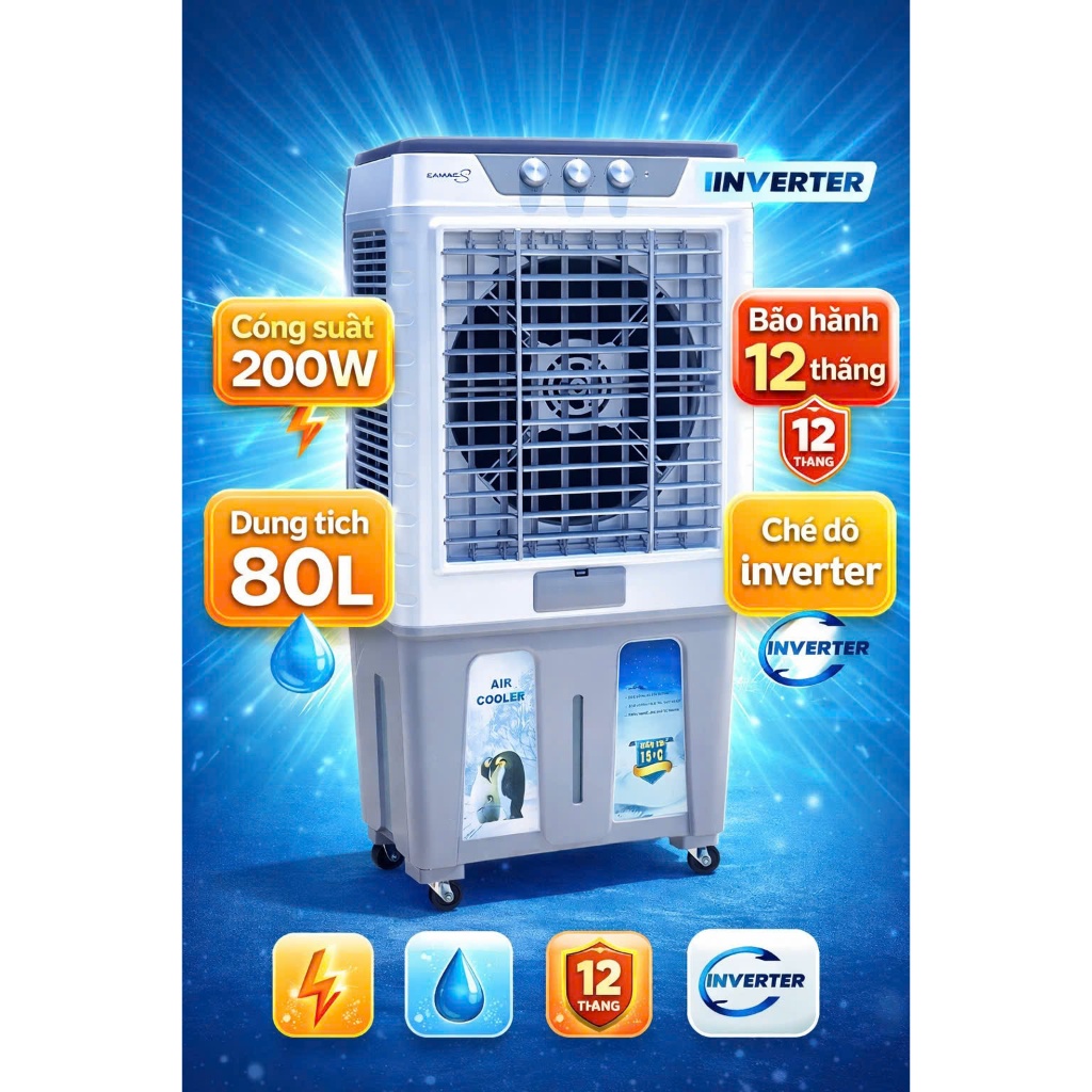 Quạt điều hòa hơi nước 45lít - Quạt giảm nhiệt DHHN-10