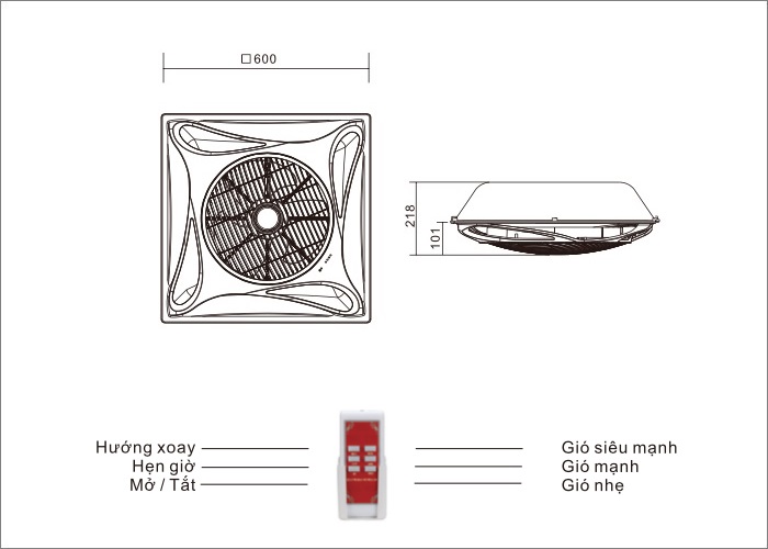 Quạt Ốp Trần Taizhi TFG-16