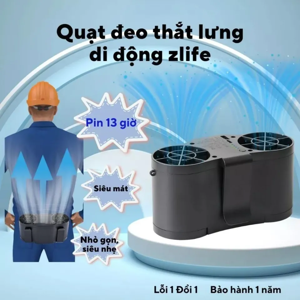 Quạt Tích Điện Đeo Thắt Lưng QDL02