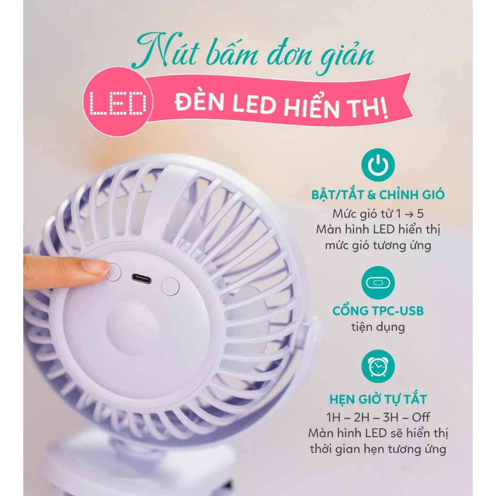 Quạt tích điện mini Sạc USB QTD-04