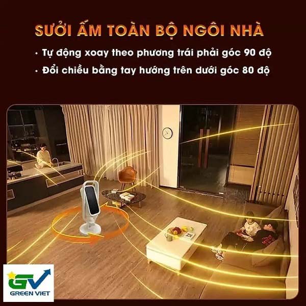 Máy sưởi ấm bằng gốm Ceramic an toàn GH02 hàng chính hãng Green Việt