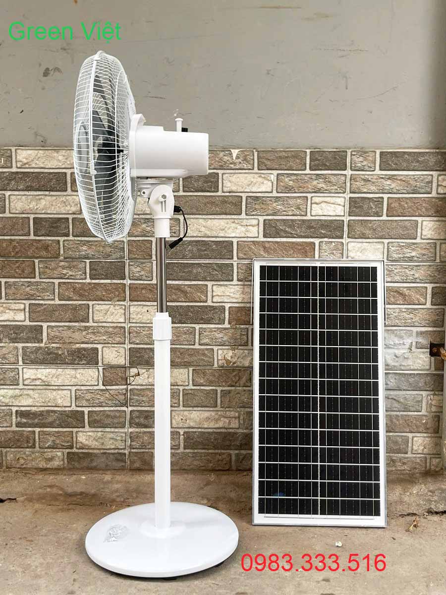 Quạt năng lượng mặt trời QC07 mẫu cây đứng tích điện mới nhất 2023 hàng hãng Green Việt
