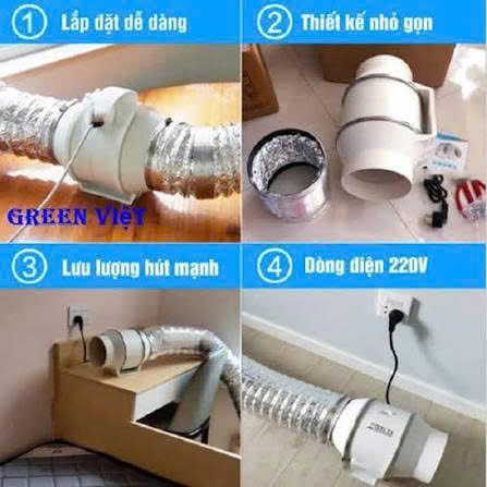 Quạt Hút Mùi Thông Gió Nối Ống Cao Cấp HGP-100