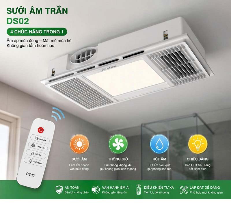 Quạt Hút Sưởi Âm Trần Cao Cấp DS02