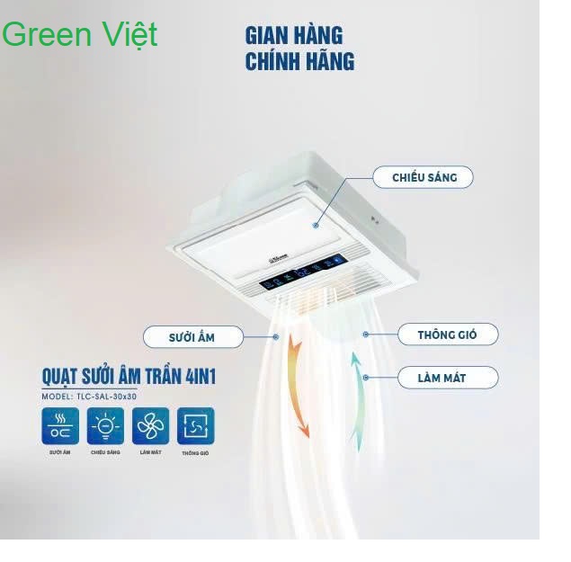 Quạt Sưởi Âm Trần Có Đèn Hiện Đại QDS K-6 Chính Hãng
