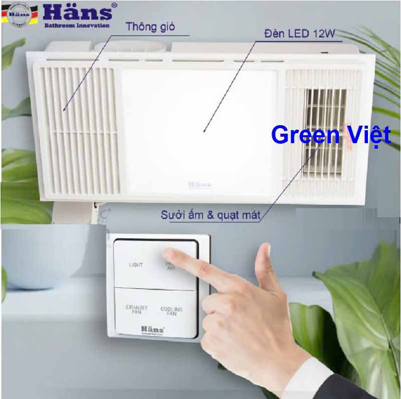 Quạt Sưởi Âm Trần Đa Năng Hans HA2