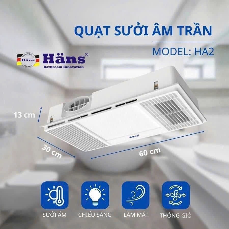 Quạt Sưởi Âm Trần Đa Năng Hans HA2