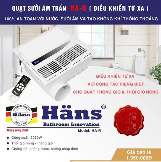 Quạt Sưởi Âm Trần Hans – HAR Có Điều Khiển