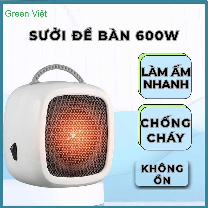 Quạt Sưởi Mini 600W Hai Tốc Độ Làm Ấm Nhanh Không Ồn Để Bàn
