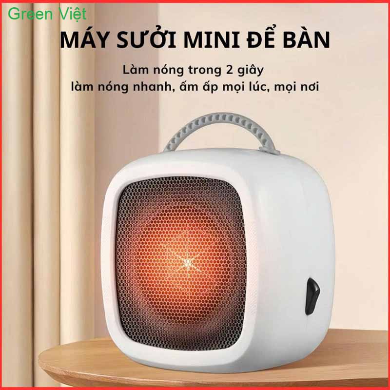Quạt Sưởi Mini 600W Hai Tốc Độ Làm Ấm Nhanh Không Ồn Để Bàn