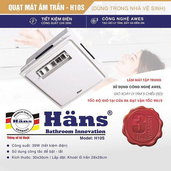 Quạt Thổi Gió Mát H10S Bếp Hoặc Nhà Vệ Sinh