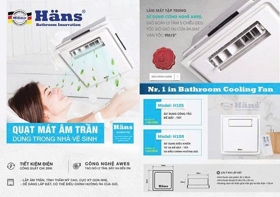 Quạt Thổi Gió Mát H10S Bếp Hoặc Nhà Vệ Sinh