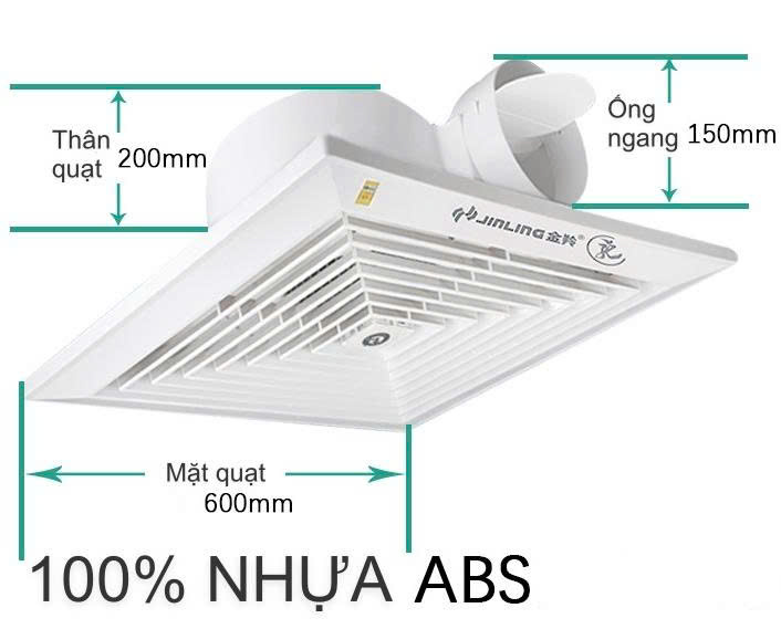 Quạt thông gió âm trần QTGV02 600x600 cao cấp