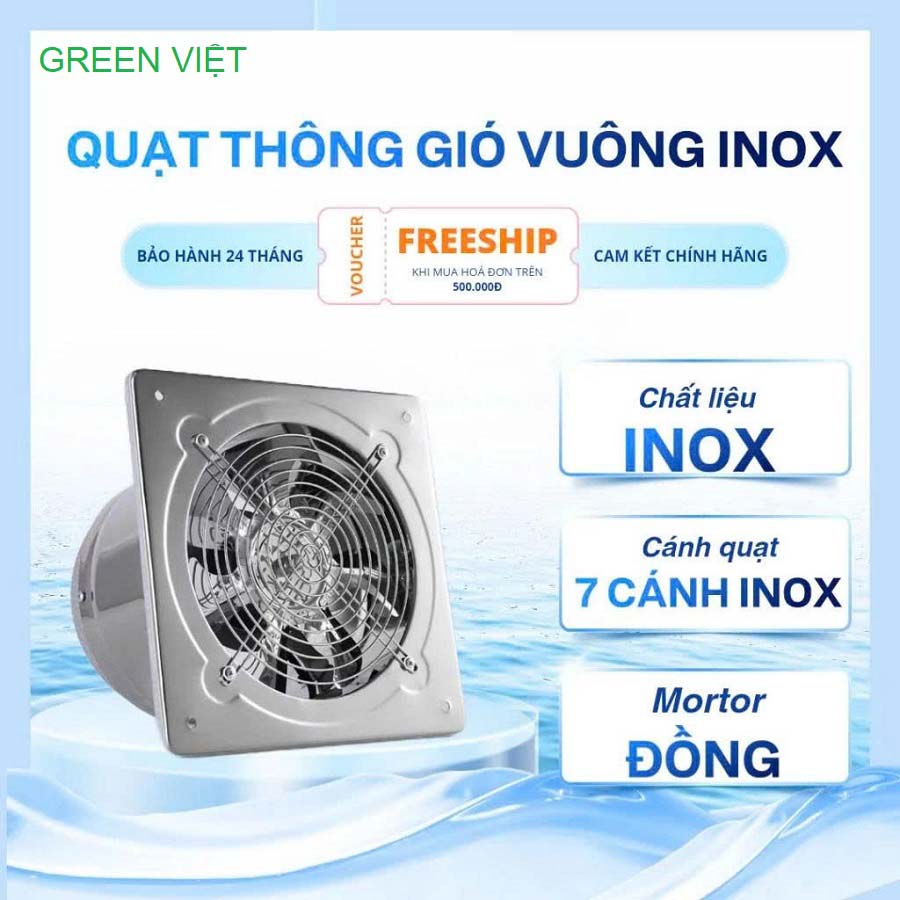 Quạt Thông Gió INox FD150, FD200, FD250, FD300 – Green Việt