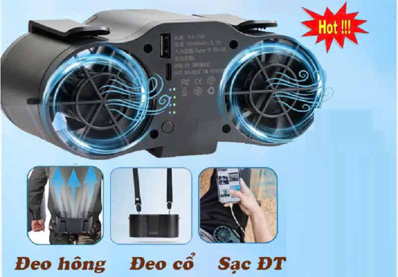 Quạt Tích Điện Đeo Thắt Lưng QDL03