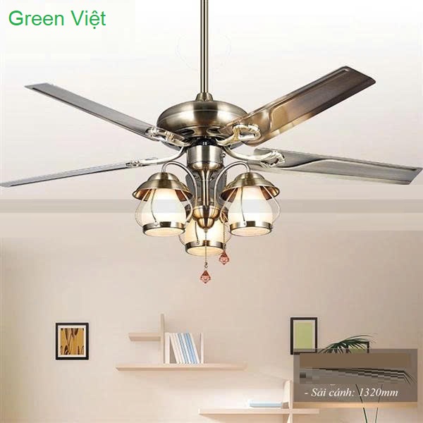 Quạt Trần Đèn 5 Cánh Sắt DQ.CT.107 Phòng Khách hiện đại
