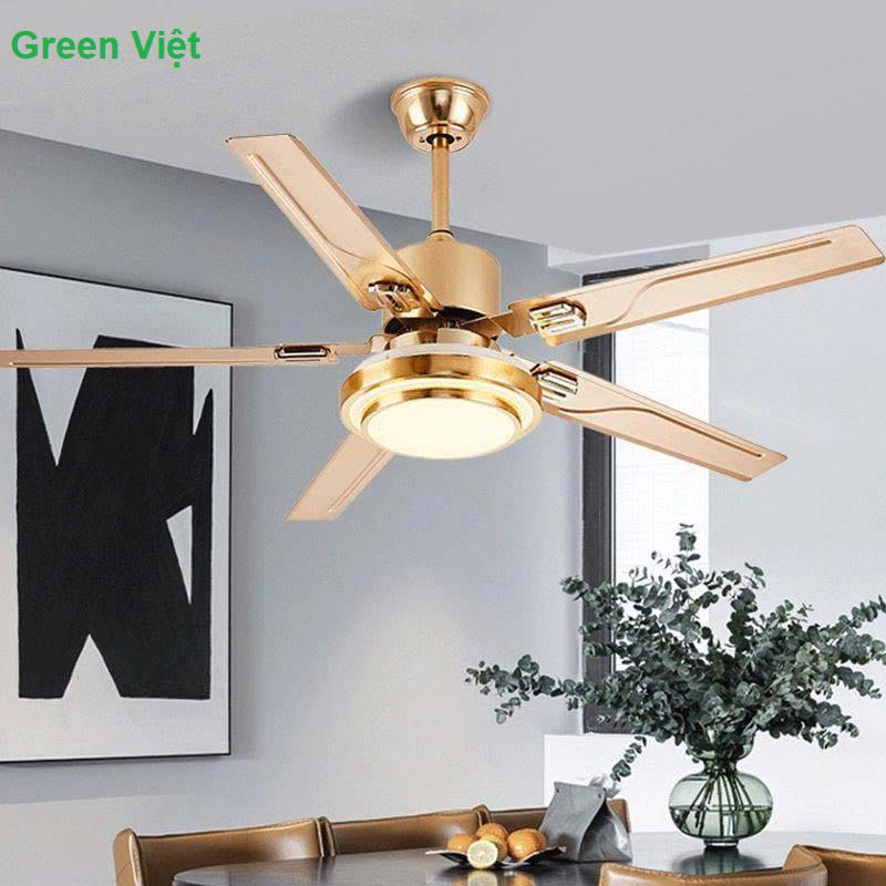 Quạt Trần Đèn Cánh Thép QTVG46 Cao Cấp Green Việt