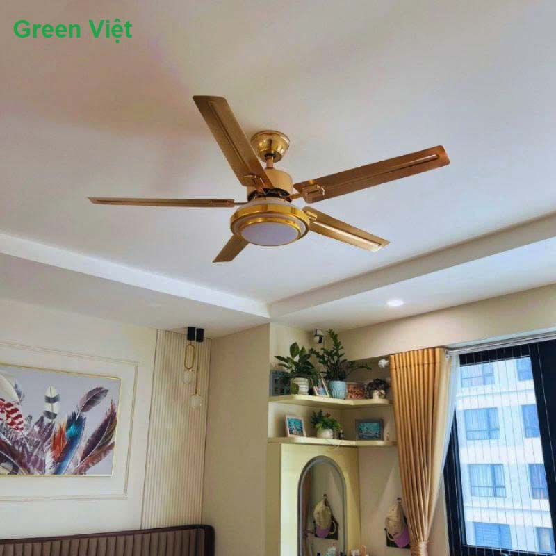 Quạt Trần Đèn Cánh Thép QTVG46 Cao Cấp Green Việt