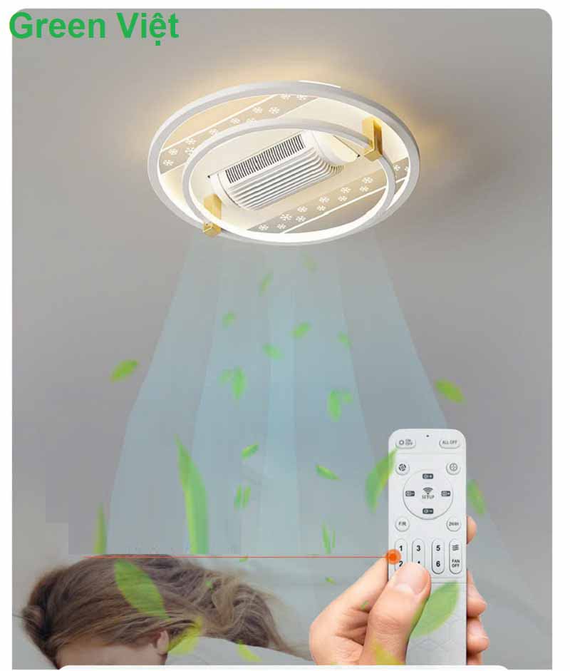 Quạt trần đèn ốp trần QTD03 hiện đại