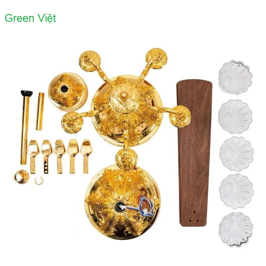 Quạt Trần Đèn Mạ Vàng 24K FY968 5 Cánh Cao Cấp Green Việt