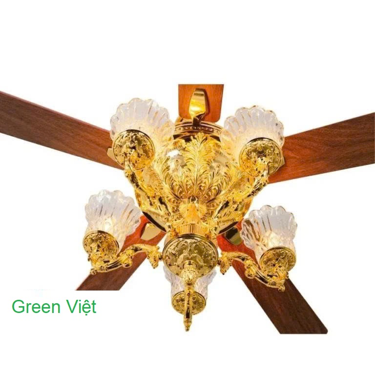 Quạt Trần Đèn Mạ Vàng 24K FY968 5 Cánh Cao Cấp Green Việt