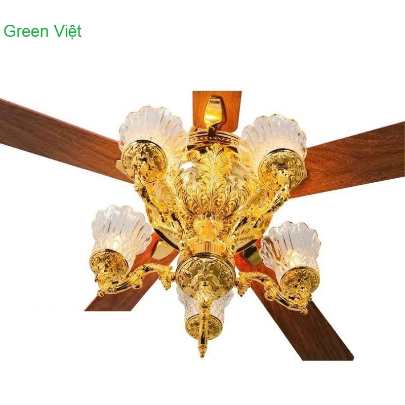 Quạt Trần Đèn Mạ Vàng 24K FY968 5 Cánh Cao Cấp Green Việt