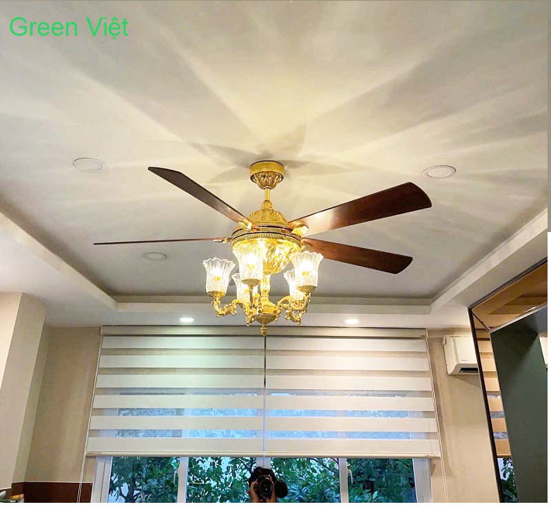 Quạt Trần Đèn Mạ Vàng 24K FY968 5 Cánh Cao Cấp