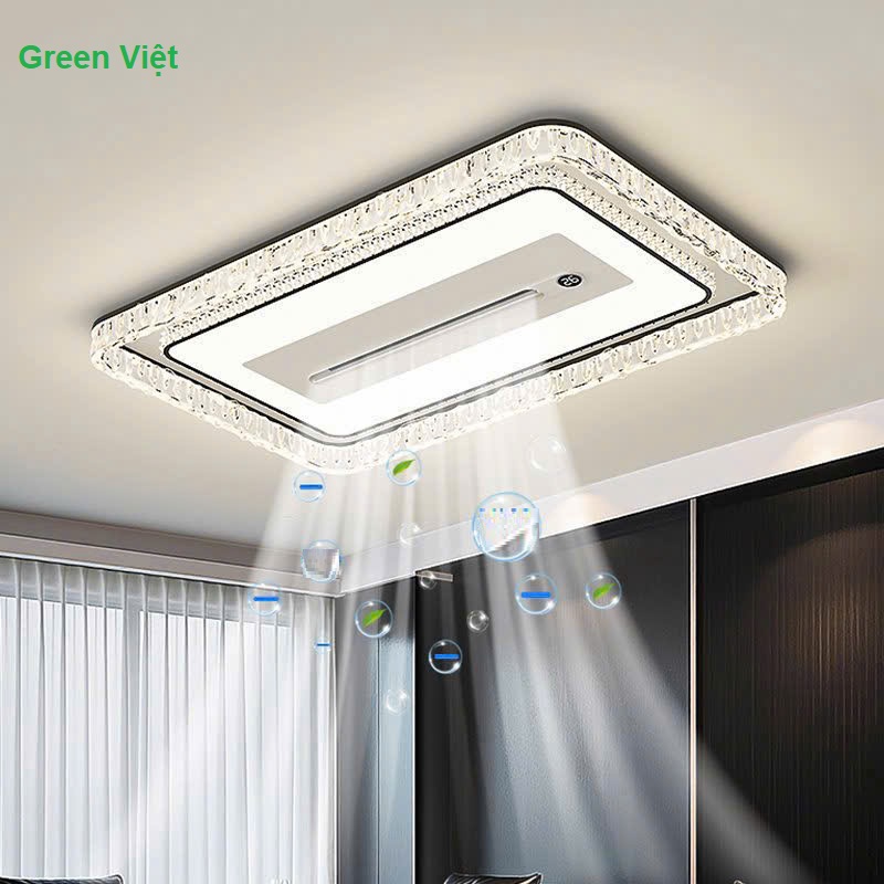 Quạt trần đèn ốp trần QTD02 chung cư phong cách hiện đại