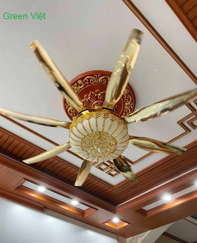 Quạt Trần Đèn Phòng Khách QT178 Cánh Dài Cao Cấp Màu Vàng