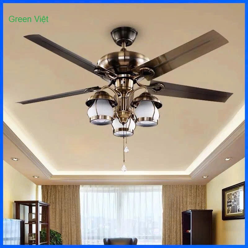 Quạt trần đèn phòng khách QTDG013 Cao Cấp Green Việt
