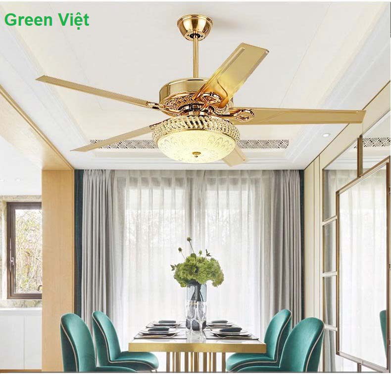 Quạt trần đèn phòng khách QTPKT08 Cao Cấp
