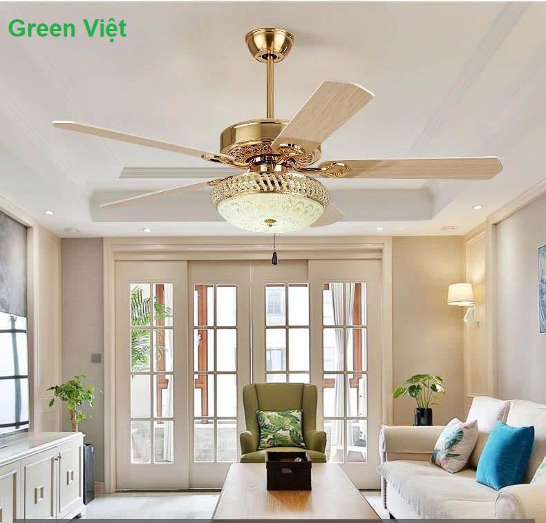 Quạt trần đèn phòng khách QTPKT08 Cao Cấp