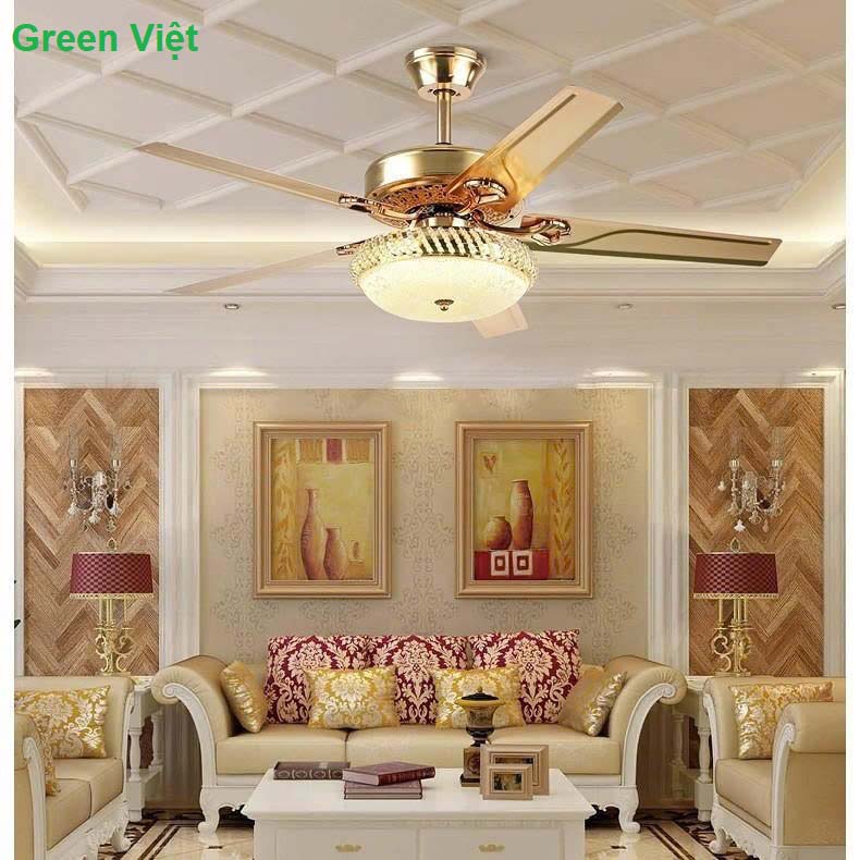 Quạt trần đèn phòng khách QTPKT08 Cao Cấp