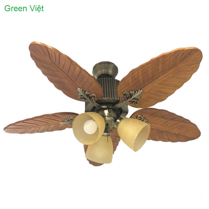 Quạt Trần Đèn QC05 Hình Lá Cọ Sang Trọng Green Việt