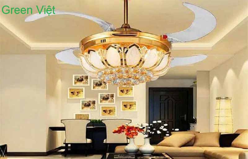 Quạt Trần đèn trang trí cao cấp cánh Sen QG2021