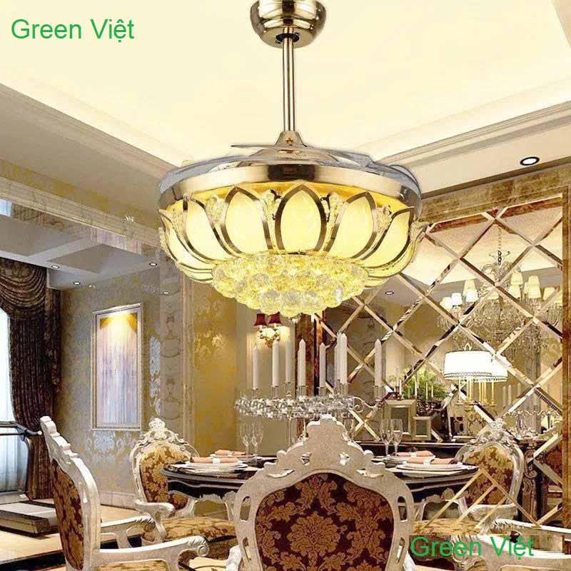 Quạt Trần đèn trang trí cao cấp cánh Sen QG2021