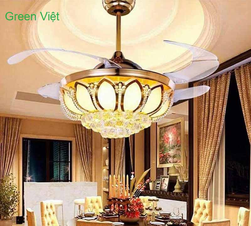 Quạt Trần đèn trang trí cao cấp cánh Sen QG2021
